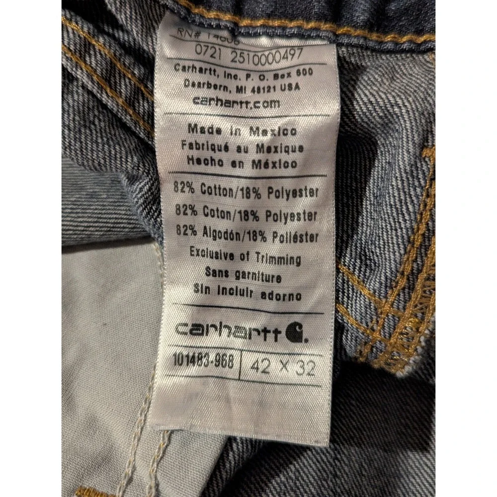 Carhartt Men's Denim Blue‎ Jeans 42 x 32 Relaxed Fit Holter 101483-968 Workwear